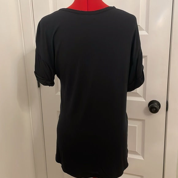 Bebe Short Sleeve Women’s Large T-shirt Crystal Letters Studded Design Black - Picture 5 of 9